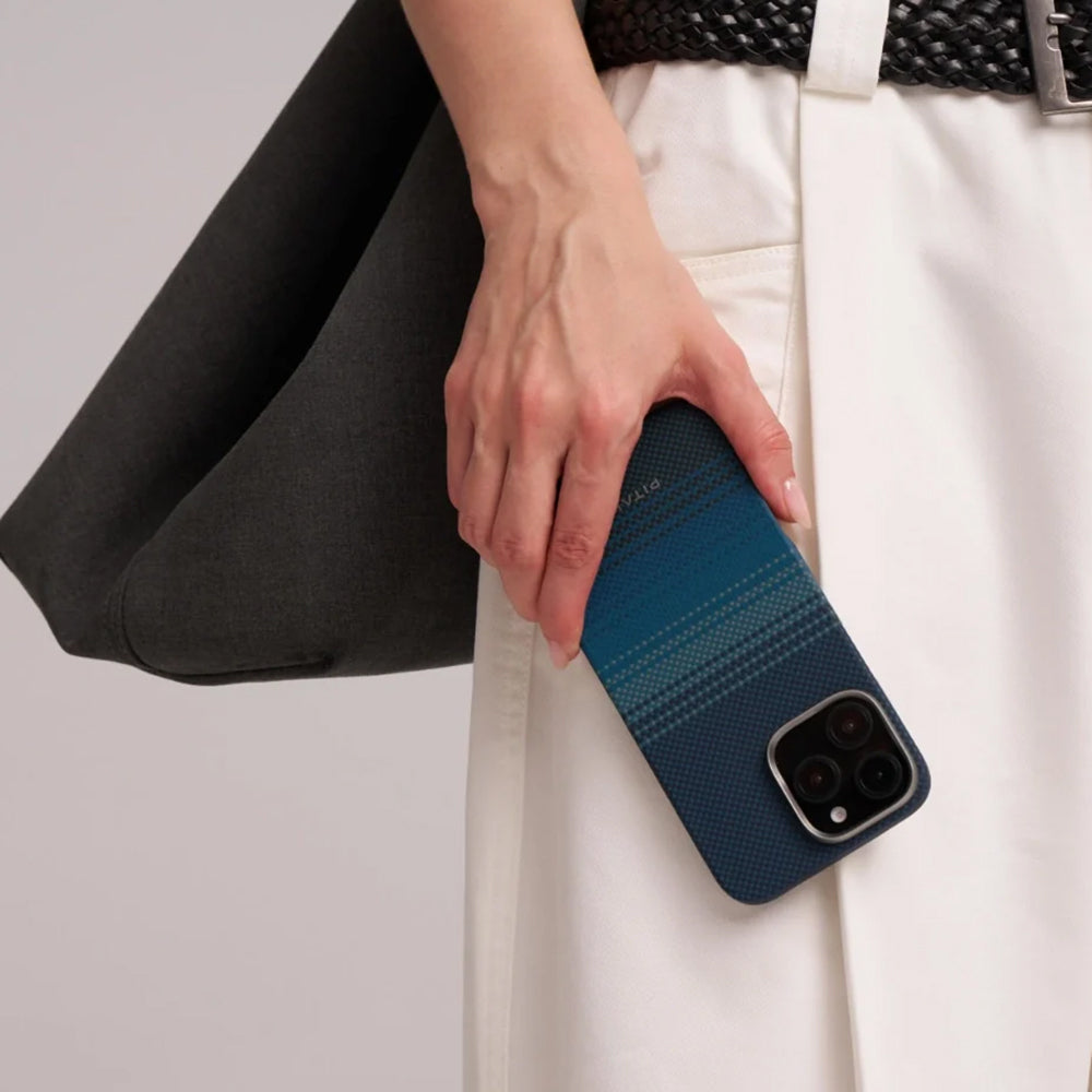 Pitaka Tactile Woven Sunset-Moonrise Serisi iPhone 16 Plus M-safe Şarj Özellikli Aramid Fiber Moonrise Kılıf Pitaka Tactile Woven Sunset-Moonrise Serisi iPhone 16 Plus M-safe Şarj Özellikli Aramid Fiber Moonrise Kılıf